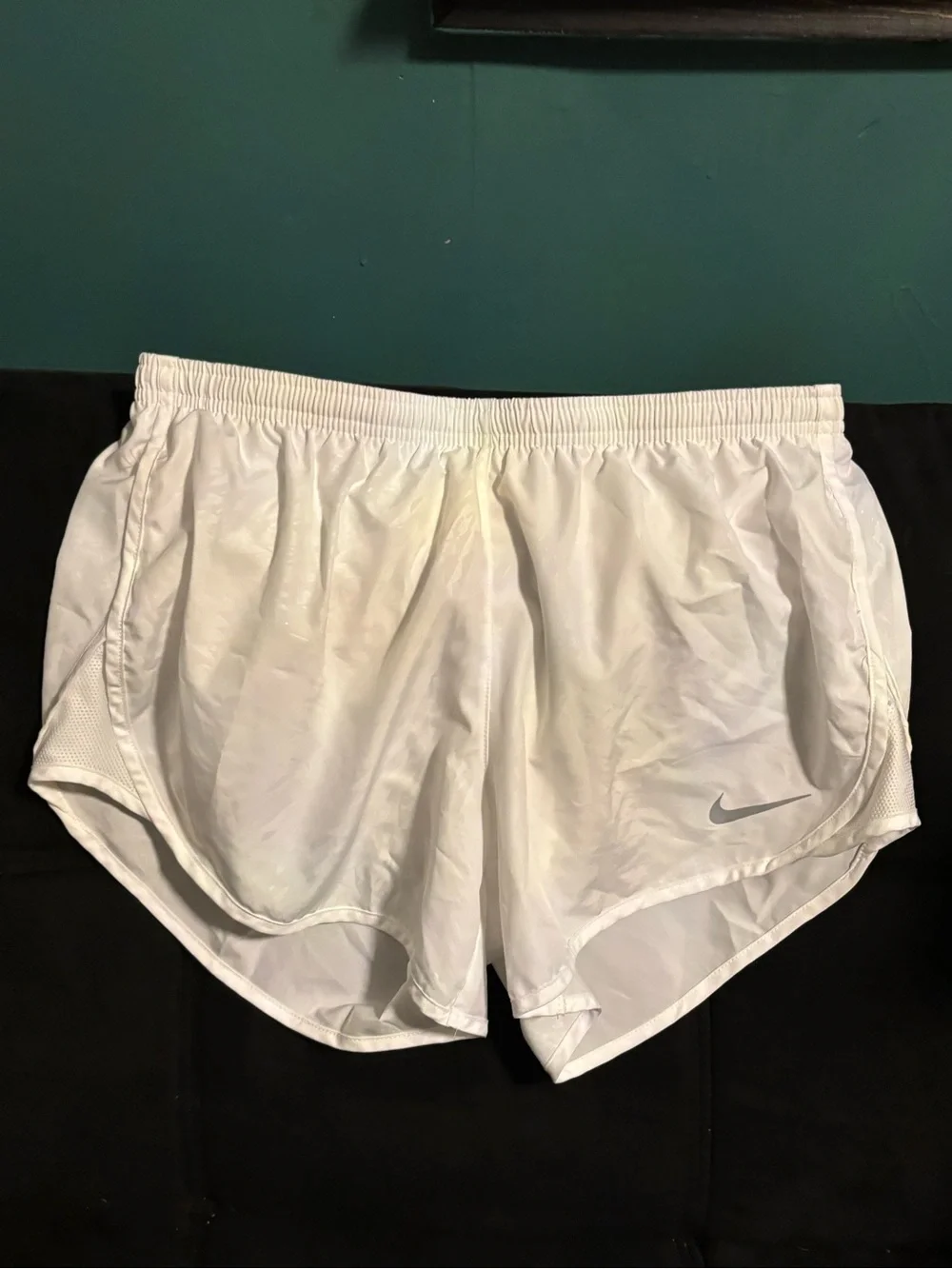Nike White Women's Athletic Running Shorts with Swoosh